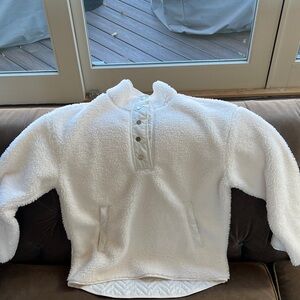 Athleta White Fleece Sweater